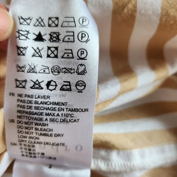 SANDRO I 1 (XS/S) lace and cotton button down shirt I tan and white stripes - Picture 6 of 11